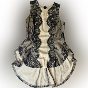 Lovers + Friends Cream Asymmetrical Blouse with High Neckline